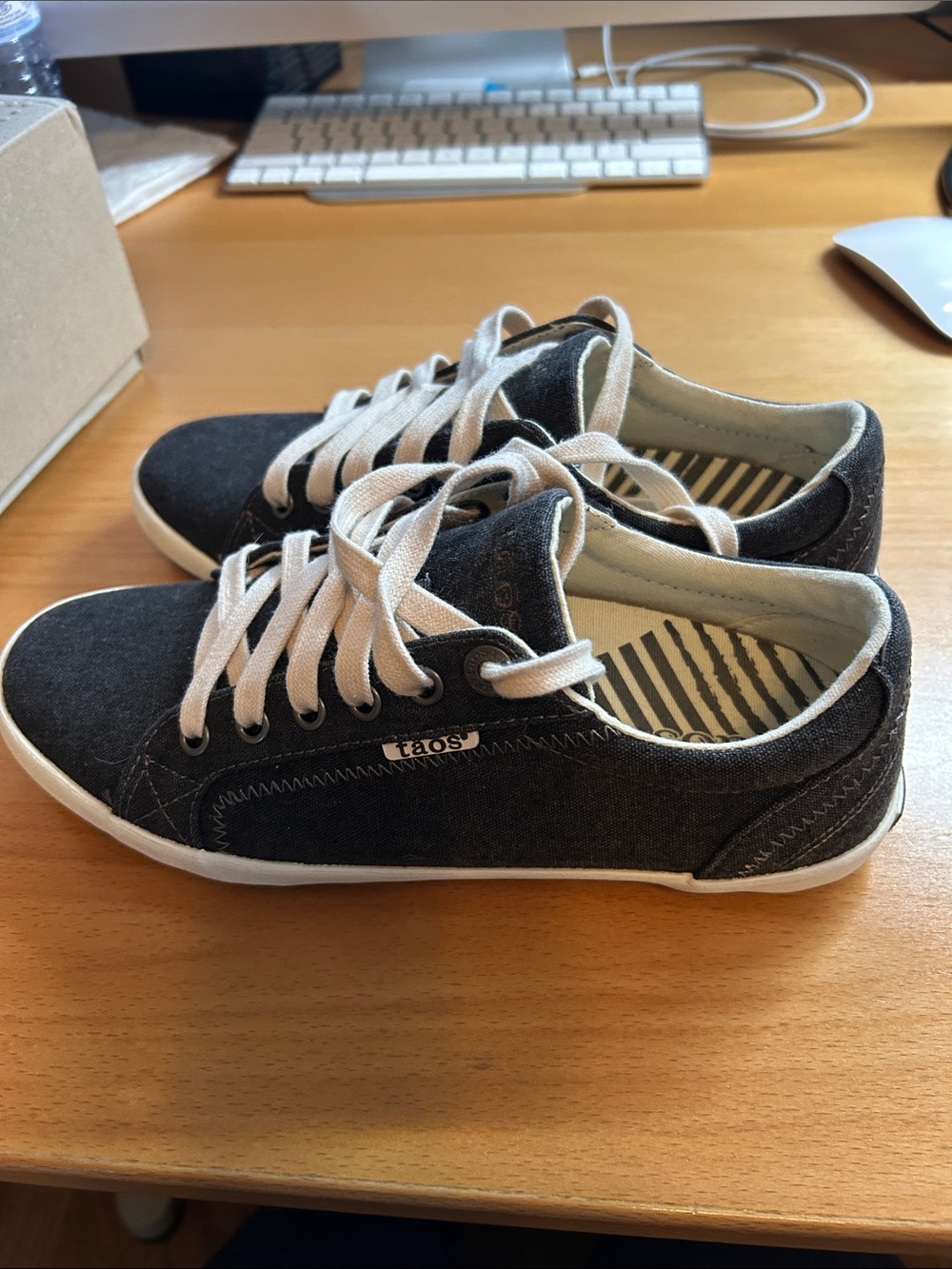 Taos Grey  Canvas Low-Top Sneakers with White Laces - new in box